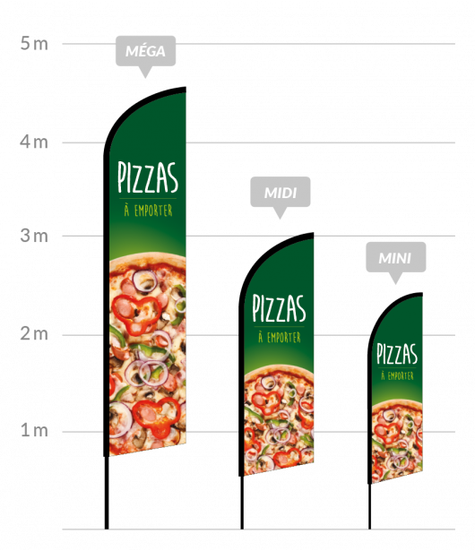 drapeau publicitaire pizzas à emporter