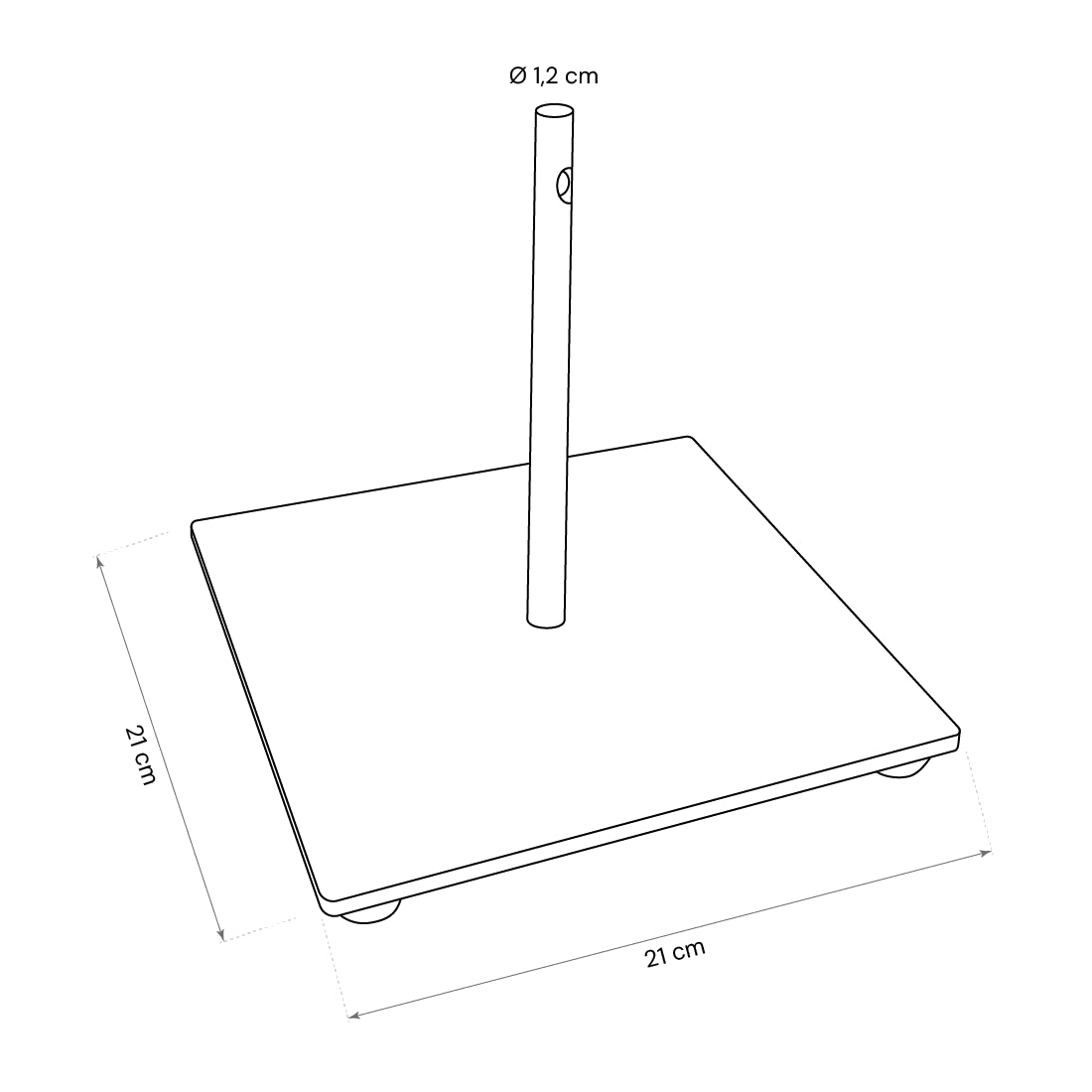 Dimensions platine acier 3 kg drapeau oriflamme