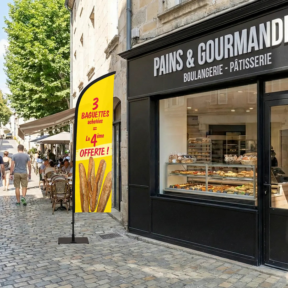 Drapeau boulangerie 3 baguettes achetées = 1 offerte