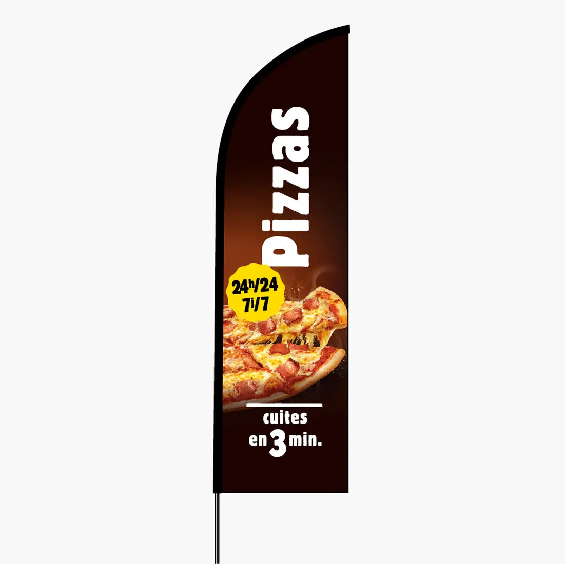 Drapeau distributeur de pizzas 24h sur 24