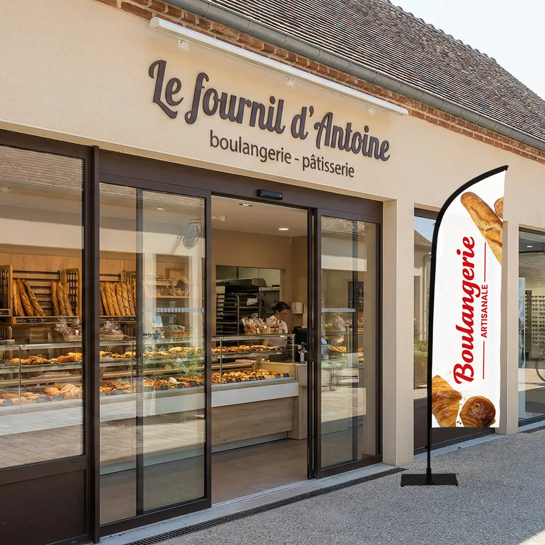 Drapeau extérieur boulangerie façade boutique