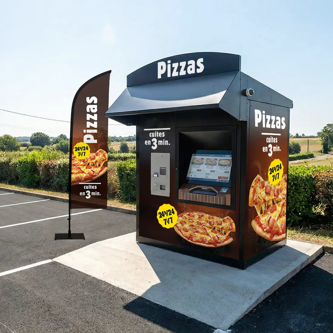 Drapeau flamme pizza 24h/24