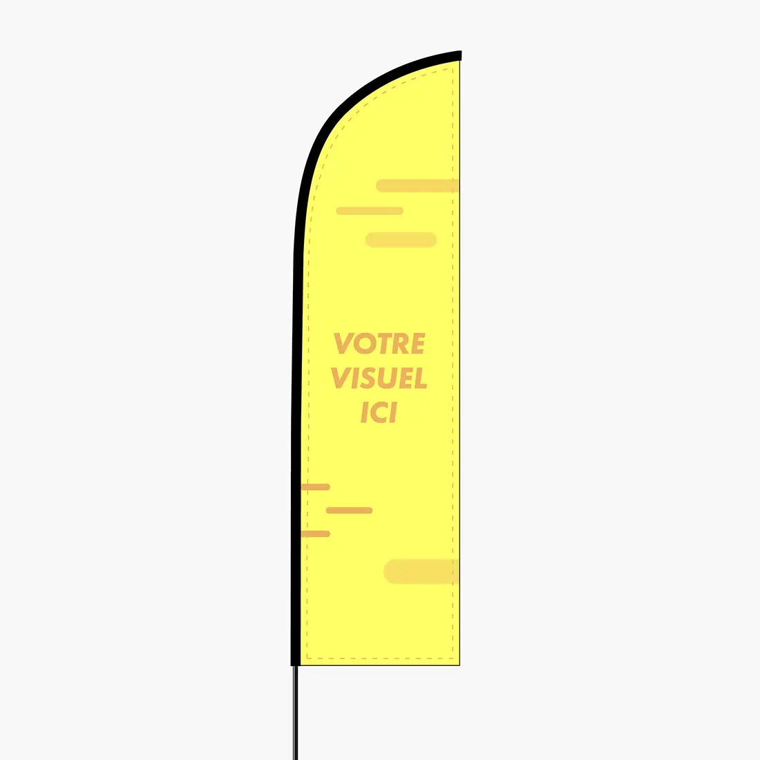 Oriflamme personnalisée plume 3,51 m, voile jaune « Votre visuel ici »