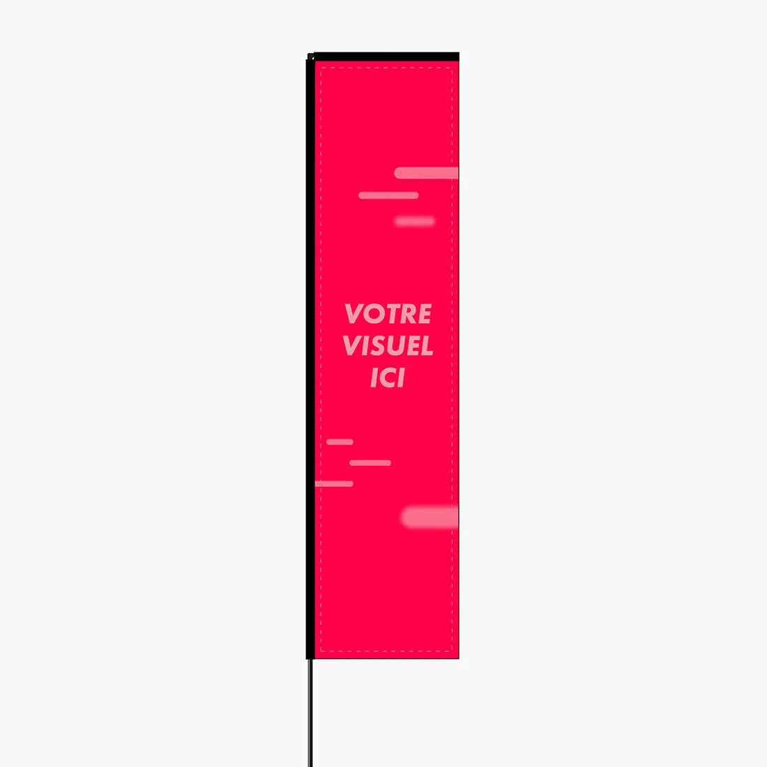 Oriflamme personnalisée rectangle 3,96 m, voile rose « Votre visuel ici »