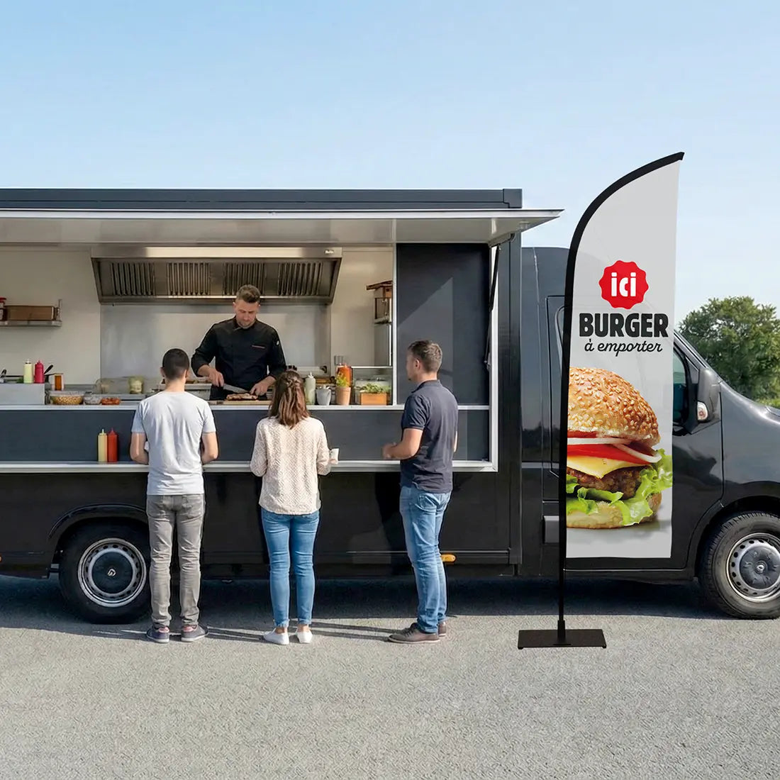 Visuel drapeau burger extérieur